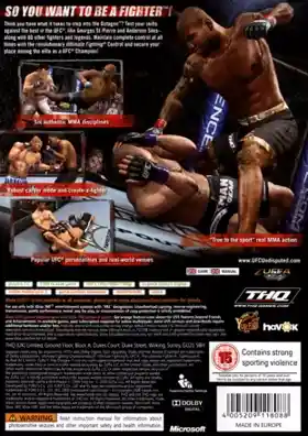 UFC Undisputed 2009 (USA) box cover back